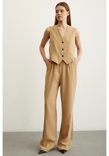 Never More Geniş Paça Pantolon Camel