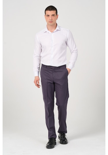 Erkek Regular Fit Kumaş Pantolon Füme