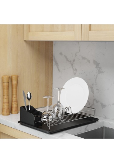 Teknotel Tek Katlı Tabaklık Bulaşıklık Krom+Siyah Kb006