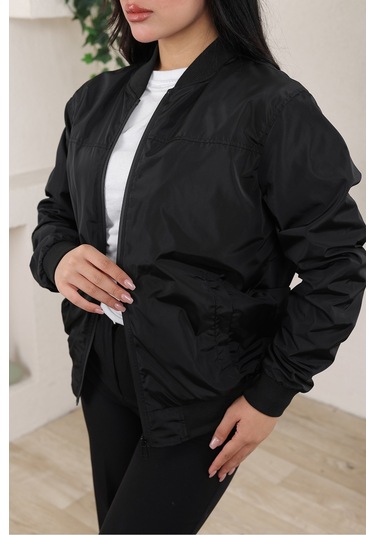 Bomber Kolej Su Geçirmez Ceket Siyah Bndk