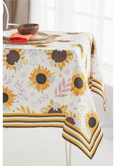 Ays Home Sarı Ayçiçeği Desen Kumaş Yemek Masası Örtüsü