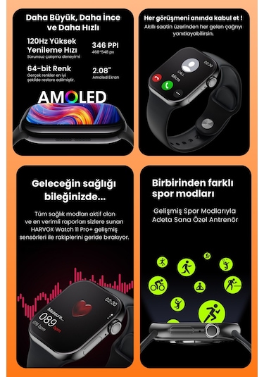Harvox Watch 11 Pro+ Akıllı Saat Apple İphone Ve Android Tüm Telefonlara Uyumlu 46mm Turuncu