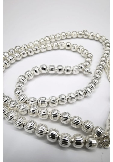 Omar Silver El İşi Telkari Gümüş 99 Tesbih Doksandokuz Yuvarlak N11.10109