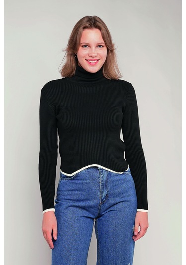 Gabria Balıkçı Yaka Kazak Siyah