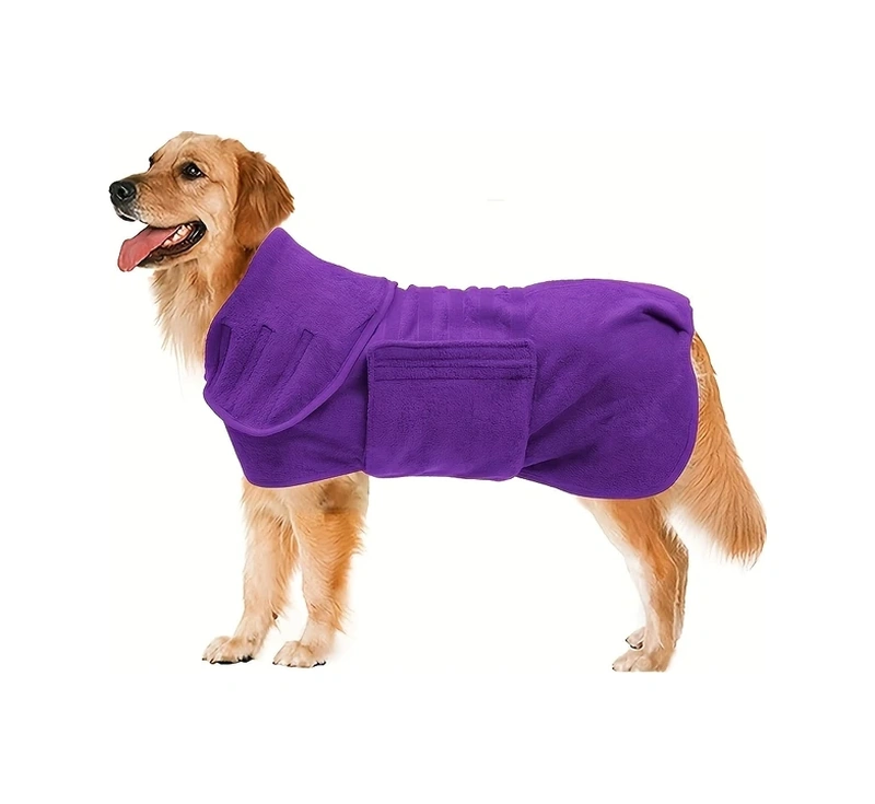 Elmpaly Kırmızı S Hızlı Kuruyan Süper Emici Köpek Bornozu - Ayarlanabilir Yün Kumaş Havlu