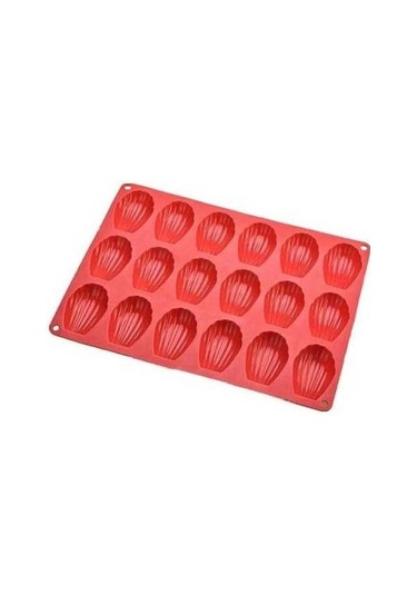 Fastbuy 18 Kaviteli Silikon Madeleine Kalıbı Seti - Mini Kek Ve Bisküvi Pişirme - Kırmızı KIrmızı