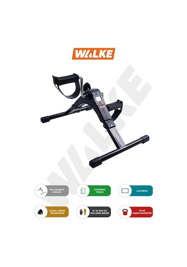 Walke Mini Kondisyon Bisikleti El Ayak Bisikleti Göstergeli Portatif Mini Bike Siyah