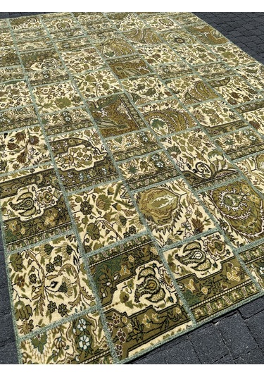 El Dokuma Bünyan Halısı Patchwork 185x260 Yeşil %100 Yün Halı Yeşil