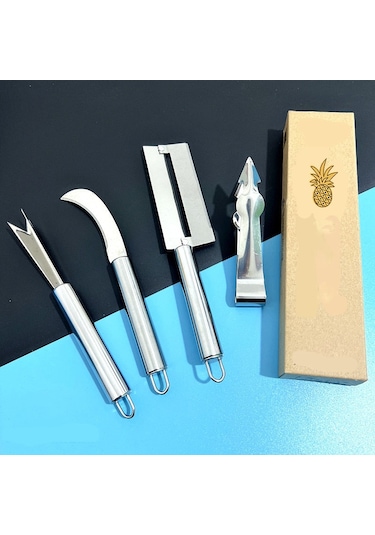 Sones 4'ü 1 Arada Paslanmaz Çelik Ananas Bıçağı Meyve Bıçağı Şeker Kamışı Soyucu