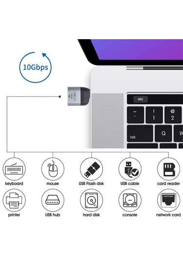 Cr24 M-ac-book Thunderbolt Uyumlu Type-c 3.1'den Usb 3.1'e 10gbps Hız Çevirici Adaptör