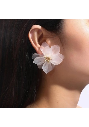 Ganzhoushop Üç Taşlı Taç Sarı Renkli Lu Küpeler Küpeler Kadınlar Çiçek Bohem Acrylique Abartılı Takı Modelleri Sarı