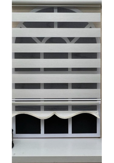 Storburada Zebra Stor Perde Ekru Etek Dilimli Stb-400-v02 Ekru