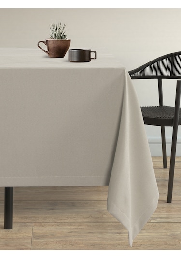 Kadife Dokulu Açık Gri Dertsiz Masa Örtüsü Açık Gri