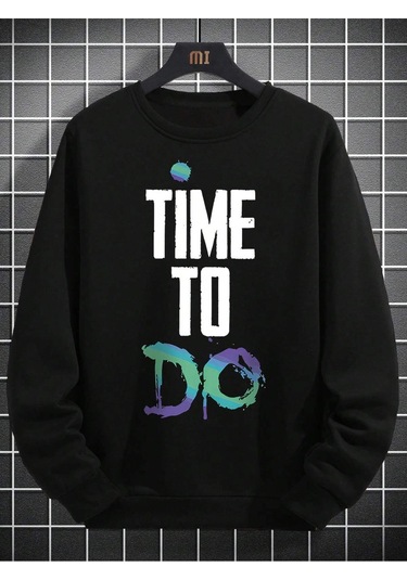 Adrift Slogan Graphic Drop Shoulder Sweatshirt Siyah Siyah