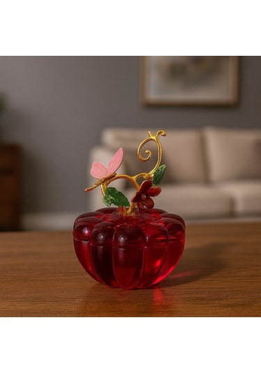 Kristal Kelebekli Dekoratif Kapaklı Obje 10x8