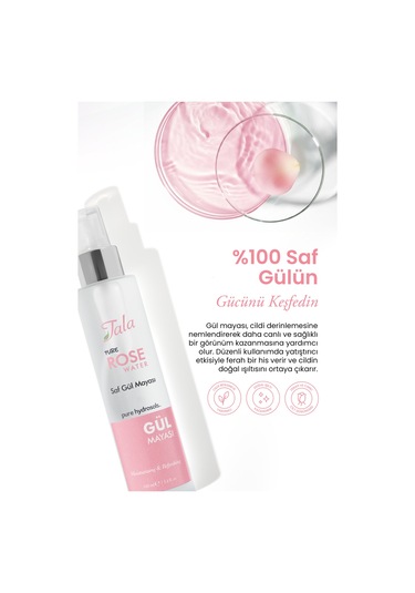 Tala Gül Mayası Gözenek Sıkılaştırıcı Aydınlatıcı Ve Arındırıcı %100 Saf Gül Suyu Tonik 100 ML