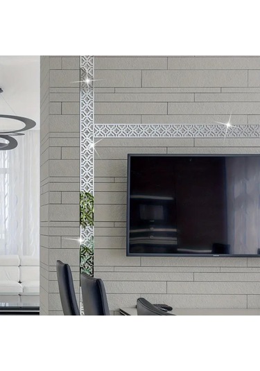 Oymalı Desen Pleksi Ayna 20x5cm 12 Adet - Silver Diğer