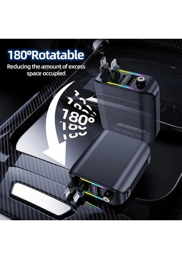 Fastbuy Dream011 Siyah Yıldızlı Atmosfer Işıklı Geri Çekilebilir Şarj Cihazı Type C Kablo, Ios Uyumlu Adaptör, Iphone Uyumlu