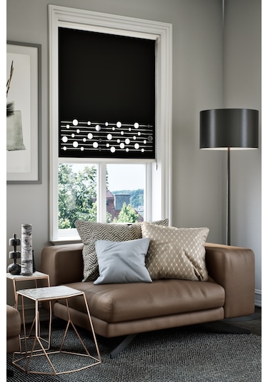 Lazer Kesim Mat Stor Perde, Lazer Kesimli Modern Serisi, M-161008 Siyah Renk Siyah