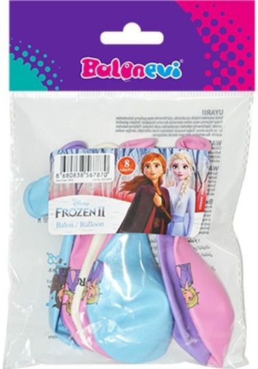 Frozen Baskılı Pastel Renkli Balon 8 Adet Çok Renkli