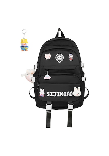 Genç Kızlar İçin Şık Ve Büyük Kapasiteli Okul Sırt Çantası Ortaokul, Lise Ve Üniversite Öğrencilerine Uygun Modeller Siyah