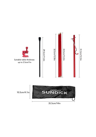 Sundick Çıkarılabilir Fener Standı Lamba Tripod Kamp Lambası Kırmızı Kızıl