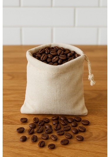 Kuru Kahve Saklama Kesesi Nefes Alabilir Ham Bez Kumaş 5'li Set Bej