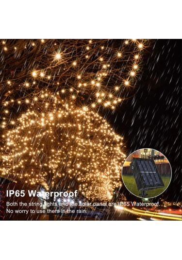 Sge Teknoloji Güneş Enerjili 100 Led 12 Metre Sarı Renk Bahçe Ayd Çok Renkli