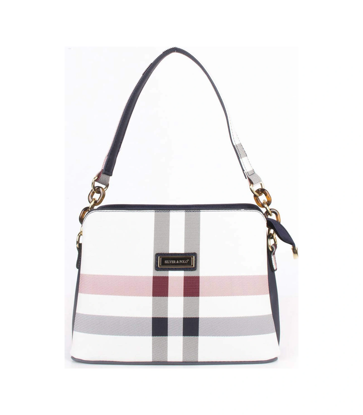 Silver Polo Kadın Omuz Çanta 937 Beyaz - Lacivert