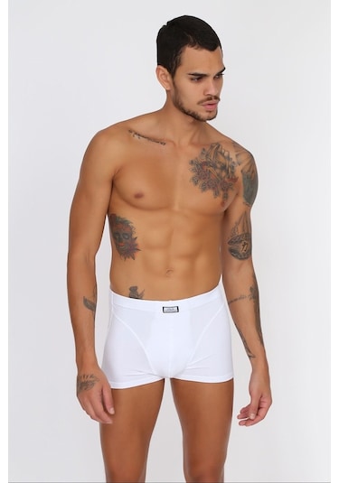 Obje Beyaz Erkek Likralı Boxer