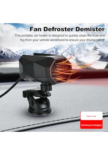 Araba Isıtıcı 12v/150W Otomatik Isıtıcı Fan Taşınabilir Vakumlu Braket Ön Cam Buz Çözme Ve Kar Temizleme Hava Isıtıcı