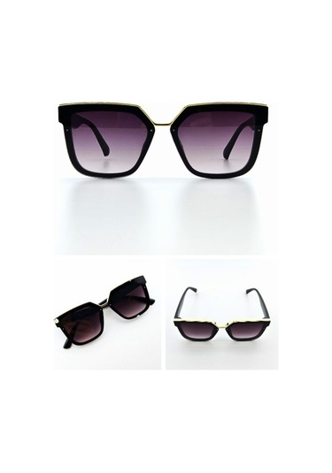 Yazın Favorisi Uv 400 Korumalı Güneş Gözlük Gold Üst Siyah Çerçeve Orta Boy Kadın Güneş Gözlüğü Uv 400 Korumalı Güneş Gözlük Siyah