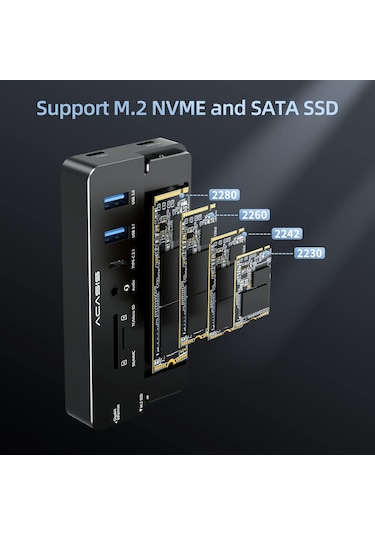 Acasis CM073S 10in1 USB,HDMI,PD100W,LAN,Type-C Dock+Disk Kutu