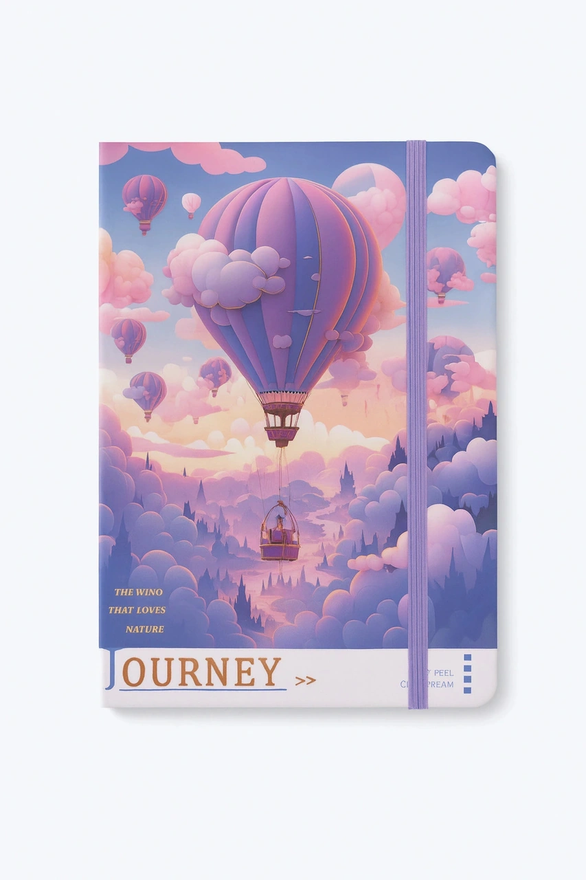 2 Adet Ajanda Çizgili Not Defteri-uçlu Kalem Hediyeli Mor Balon Mor