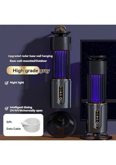 Motion003 Gri Şarj Edilebilir 2si 1 Arada Böcek Kovucu Ve Gece Lambası Ev Ofis İçin