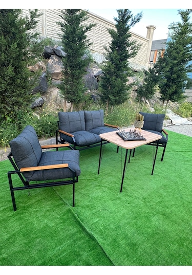 Duru Balkon, Bahçe, Cafe, Teras, Metal Koltuk Takımı 2 1 1 Masalı