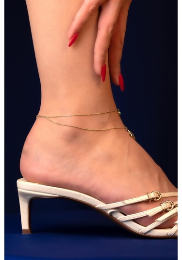 14 Ayar Altın Firuze Taşlı Kuzey Yıldızı Halhal Hal0017 Beyaz