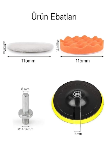 Batcell MK-75 Oto Araç Araba Pasta Cila Polisaj Süngeri Keçesi Pedi 11 Parça