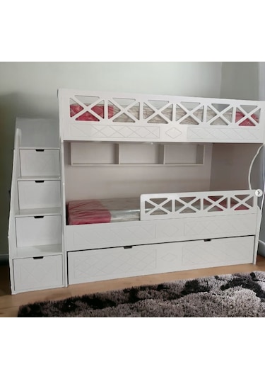 Cordoba Tamamı Mdf Lake Boyalı Yavrulu 3 Lü Ranza B