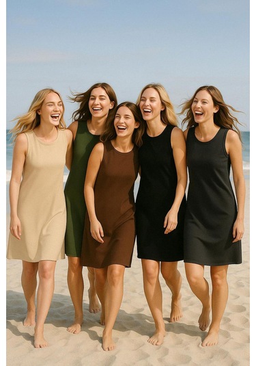 Modal Kumaş Rahat Kalıp Basic Günlük Elbise Siyah