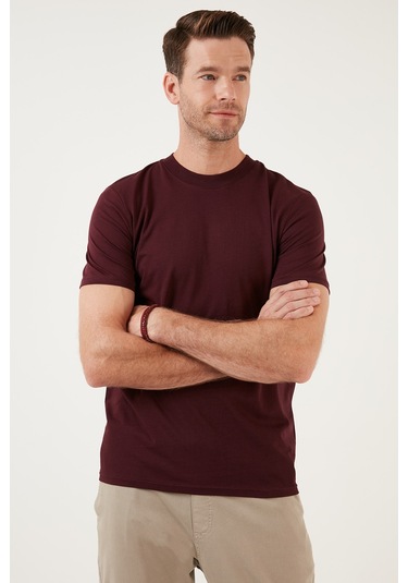 Buratti Pamuklu Regular Fit Bisiklet Yaka Basic Erkek T Shirt 59020201 Vişne