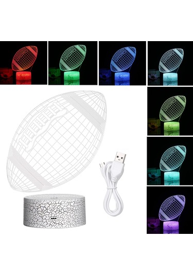 Konesam 3d Led Stéréo Lamba, Dokunmatik Kumandalı, Usb Beslemeli, Y七彩 Işıklı, Futbol Topu Desenli, Akrilik Plaka, Odalar İçin Ambiyans Aydınlatması Pil Dahil Değil Diğer