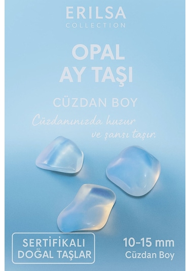 Sertifikalı Opal Ay Taşı Kütle 10-15 Mm Cüzdan Boy Huzur Şans V