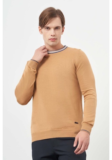 Camel Uzun Kol Düz Örme Bisiklet Yaka Classic Slim Fit Triko 1012245108 CAMEL