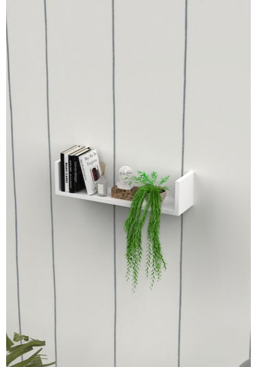 Beyaz Ahşap Dekoratif Duvar Rafı