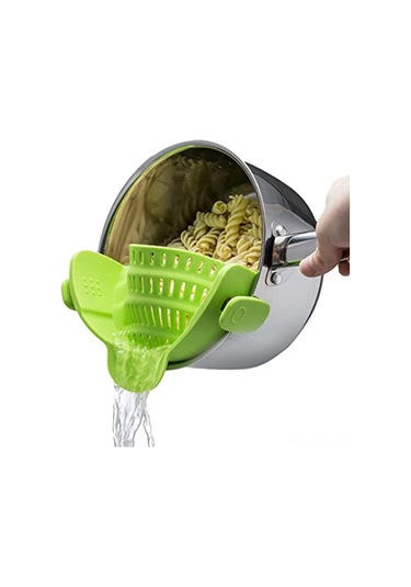 Wezone Evde Makarna Ve Sebzeler İçin Yeşil Silikon Süzgeç, Tencere Kenarında Sızıntı Engeli, Kolay Kullanım, Dayanıklı Malzeme