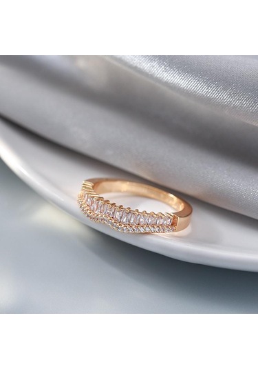 Kinel Doğal Zirkon Tam Kaplamalı Yüzükler Kadınlar Için Lüks Gül Altın Renk Güzel Takı 8 Rose Gold