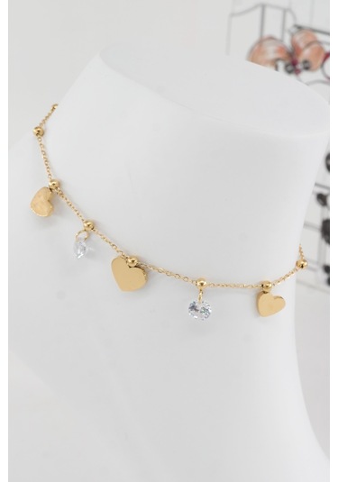 Kadın 316 L Kararmaz Anti Alerjenik Çelik Halhal Zy00024 - Altın