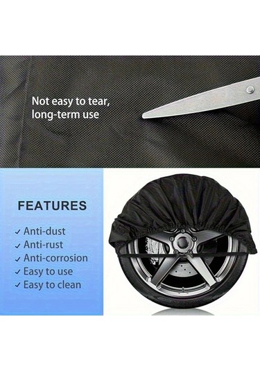 Dashanshop Siyah 28.54 İnç Dayanıklı Lastik Kılıfları - Araç, Kamyon, Karavan İçin Mevsimlik Koruma