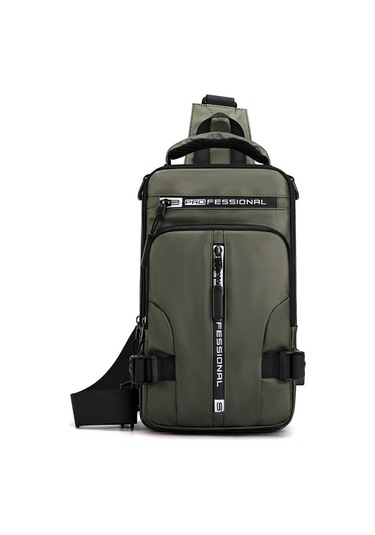 Moveevo Erkek Usb Şarjlı Sırt Çantası, Su Geçirmez Nilon, Çoklu Cepli, Kol/omuz Taşıma, Seyahat/moda, Yeşil Yeşil